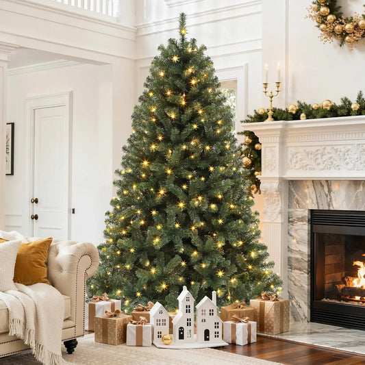 DWVO 6ft Pre-lit Artificial Christmas Tree Spruce Prelit Christmas Trees 1000 Thickened Branch Tips&250 UL Listed Remote Control