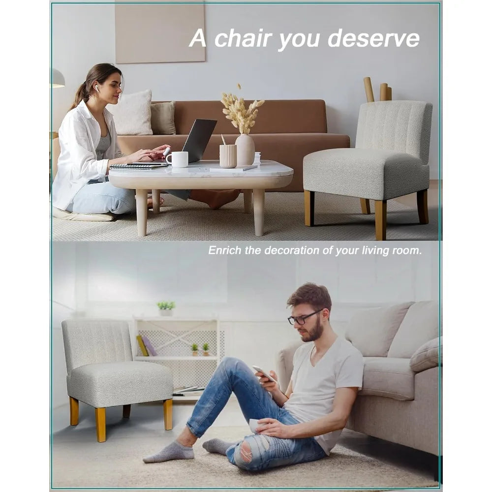 Guangbai Armless Accent Chairs Set 2 Living Room Modern