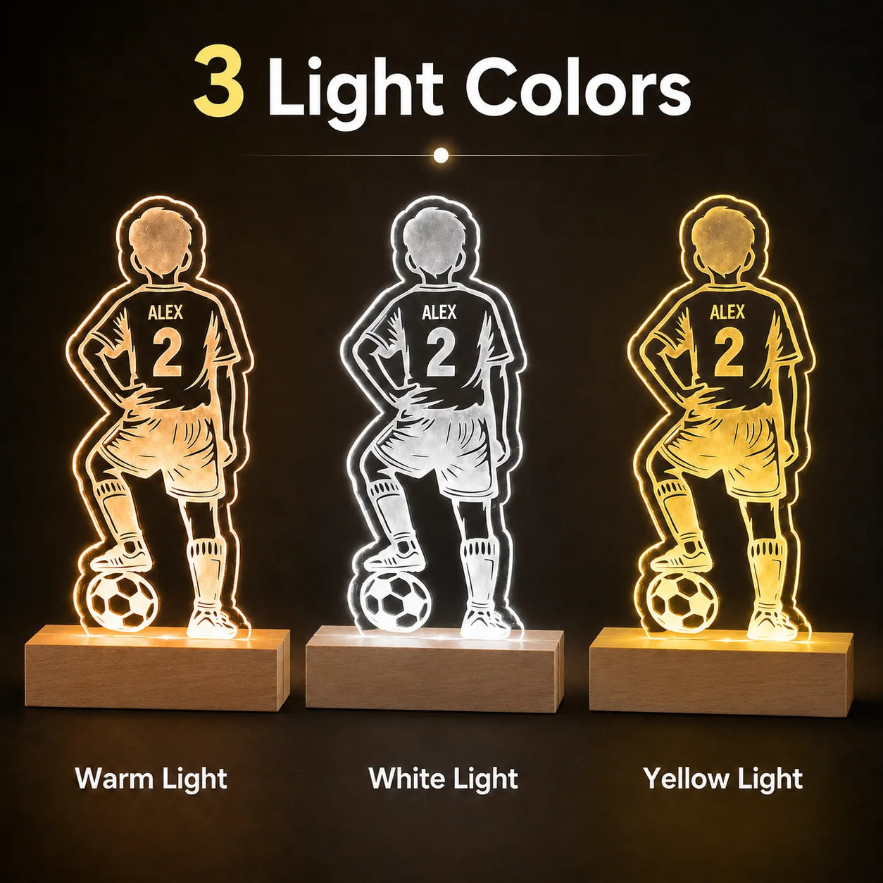 Personalized Football Acrylic Night Light Custom Name Number Jersey Sign Sports Fan Gift for Coach Player Bedroom Decor
