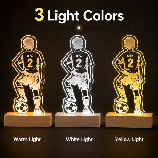 Personalized Football Acrylic Night Light Custom Name Number Jersey Sign Sports Fan Gift for Coach Player Bedroom Decor