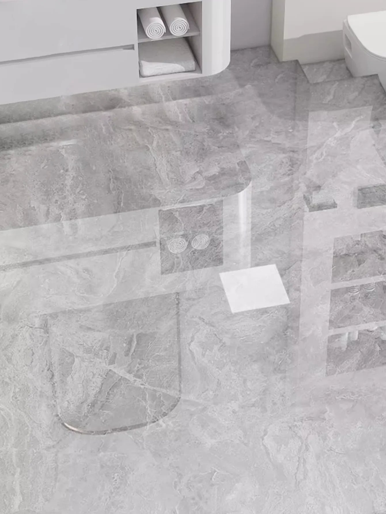 Imitation Marble Floor Tiles, Simple Self-Adhesive Wallpaper, DIY Peel and Stick, Waterproof, Non-Slip, Wear-Resistant Decorativ