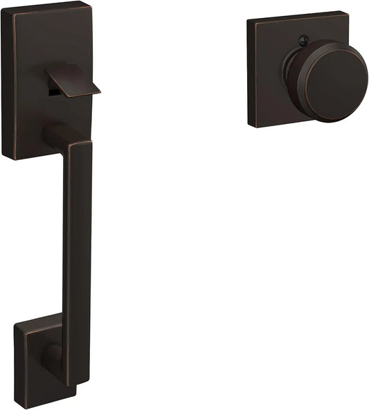 Modern Matte Black Front Entry Handleset with Collins Trim, Fits Standard Doors for Contemporary Home Design