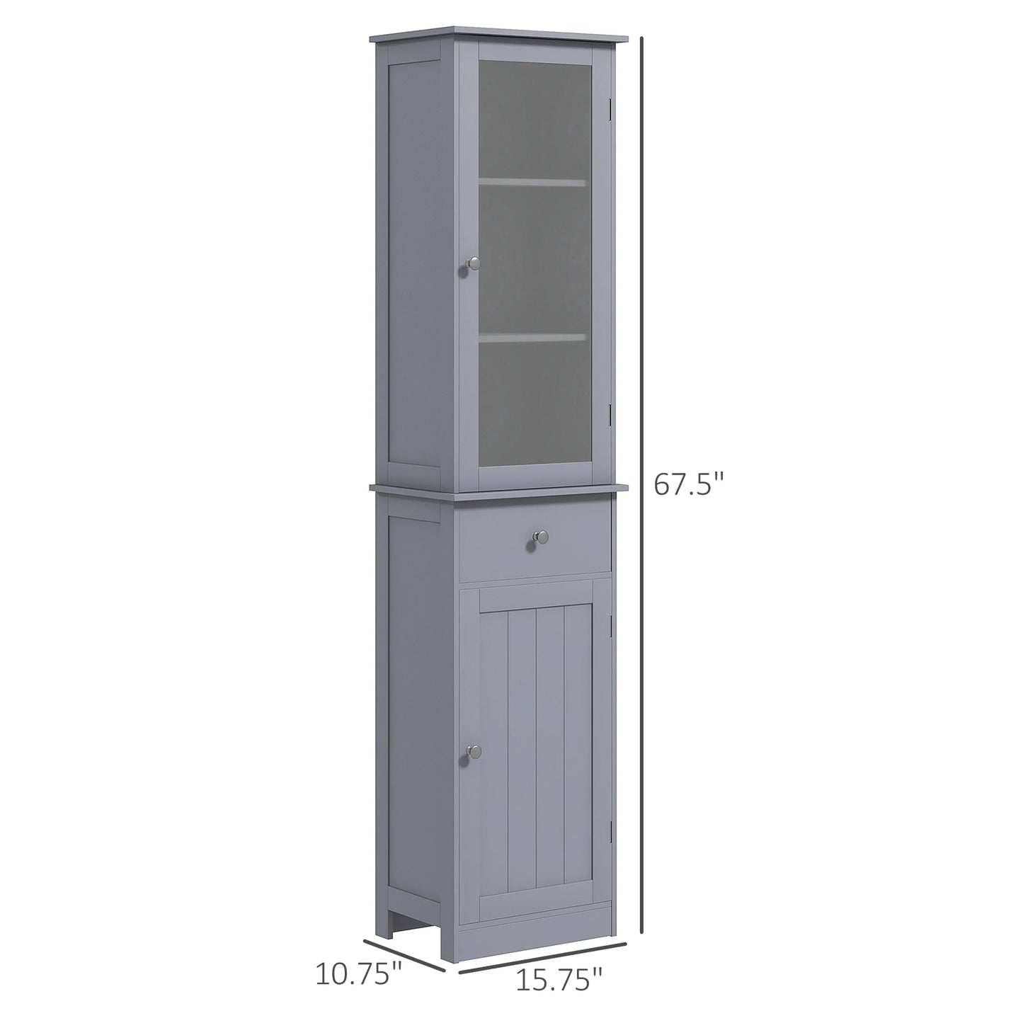 Kleankin Slim Bathroom Storage Cabinet With Acrylic Door