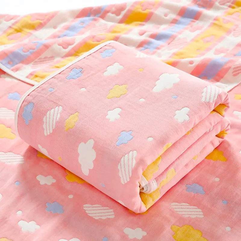 Muslin Baby Blankets Children 6 layers Gauze Cotton Soft Quilt Newborn Infant Swaddle Towel Kids Bath Towel 110*110cm