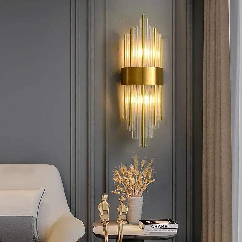 Modern LED Luxury Crystal Wall Lamps For Living Room Hall Foyer Hotel Indoor Home Art Decor Wall Sconces Gold Bedside Lights Wal