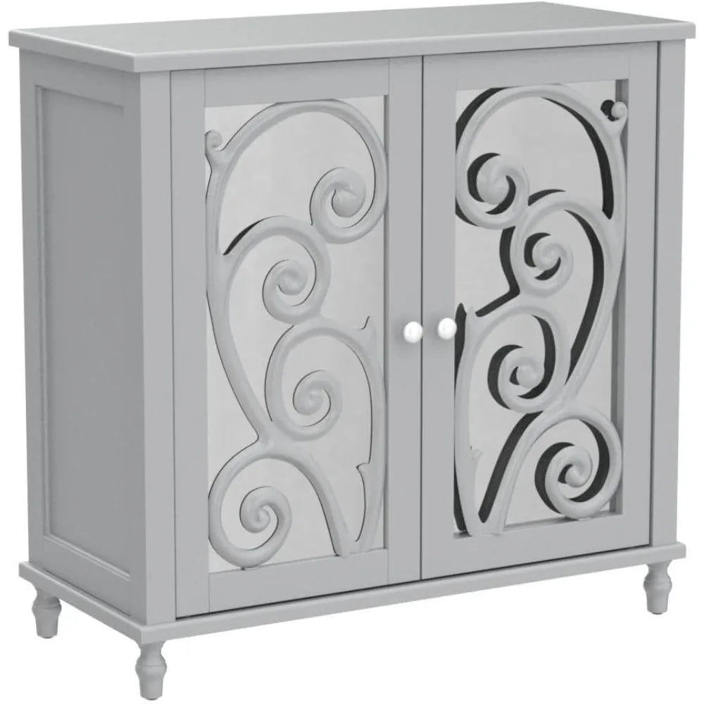 Accent Cabinet with Mirror Doors, Storage Cabinet for Corner, Entryway, Living Room
