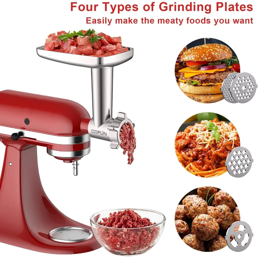 Meat Grinder Attachment for Stand Mixers with Four Plates