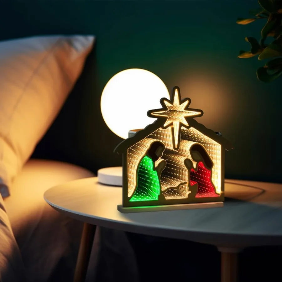 Indoor Nativity Scene Infinity Mirror Tunnel Light For Living Room