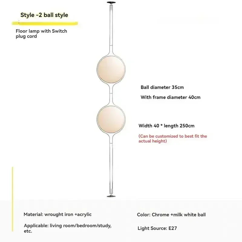 2026 Modern Creative Chrome Metal Floor Lamp White Acrylic Ball LED Standing Light for Living Room Hotel Room Sofa Art Decor
