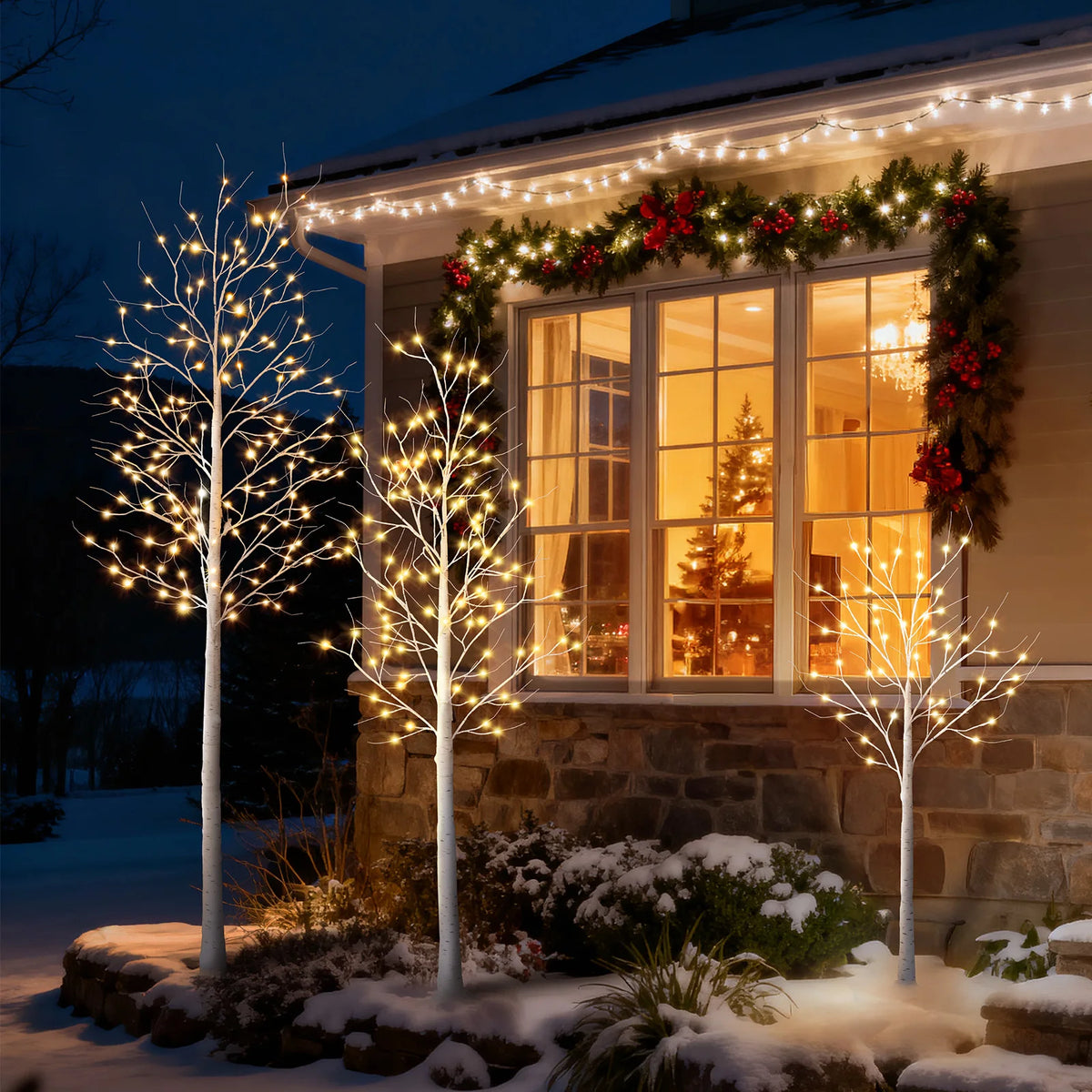 DR.PLANZEN Lighted Birch Tree with Lights for Home Decor