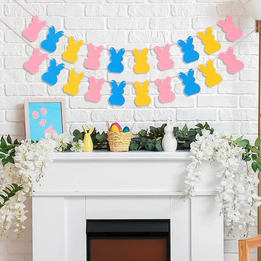 Valentines Day Felt Garland 6 Piece Heart Mantel Wall Decor
