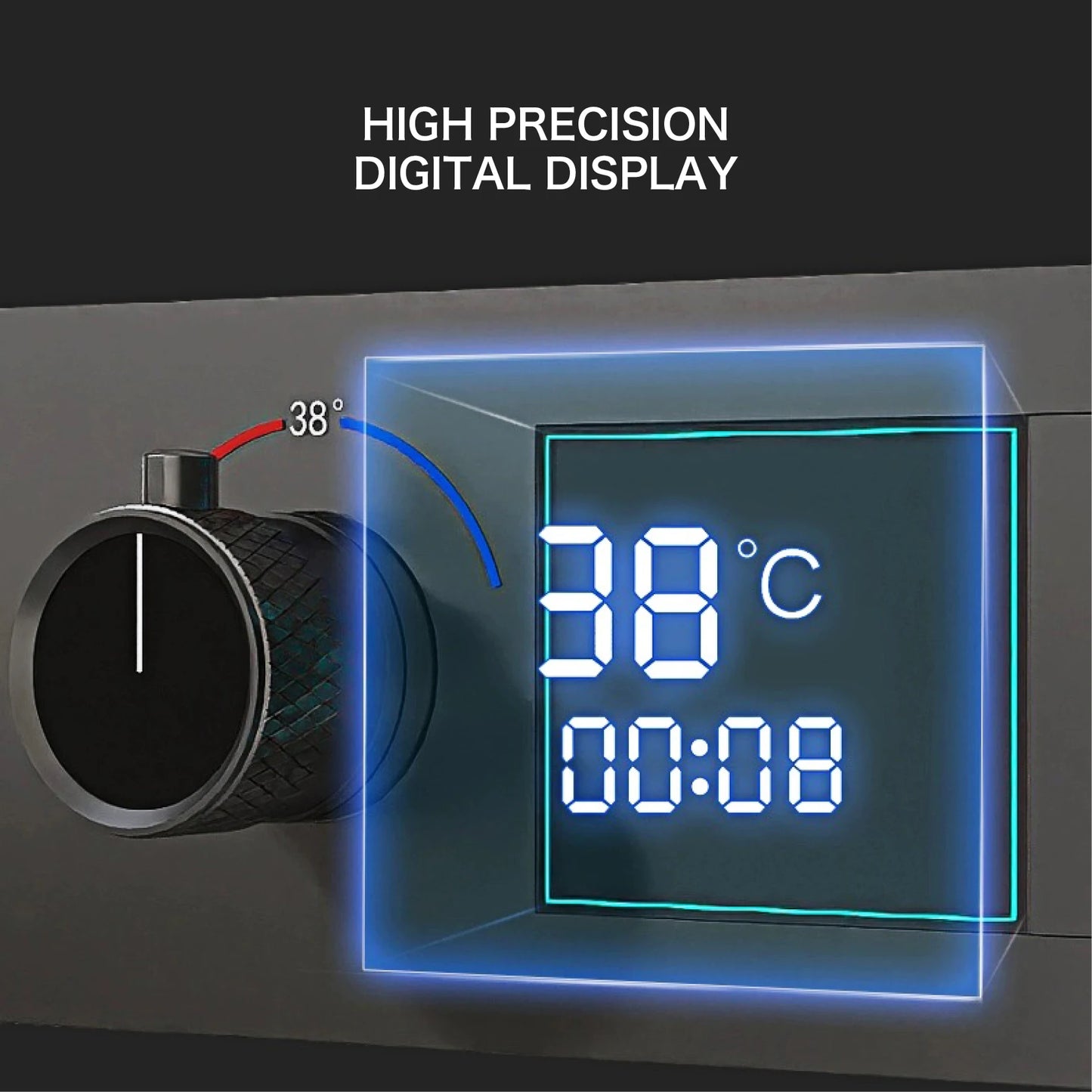 Gun gray brass ceiling constant temperature shower system embedded design LED digital display cold and hot water bathroom mixer