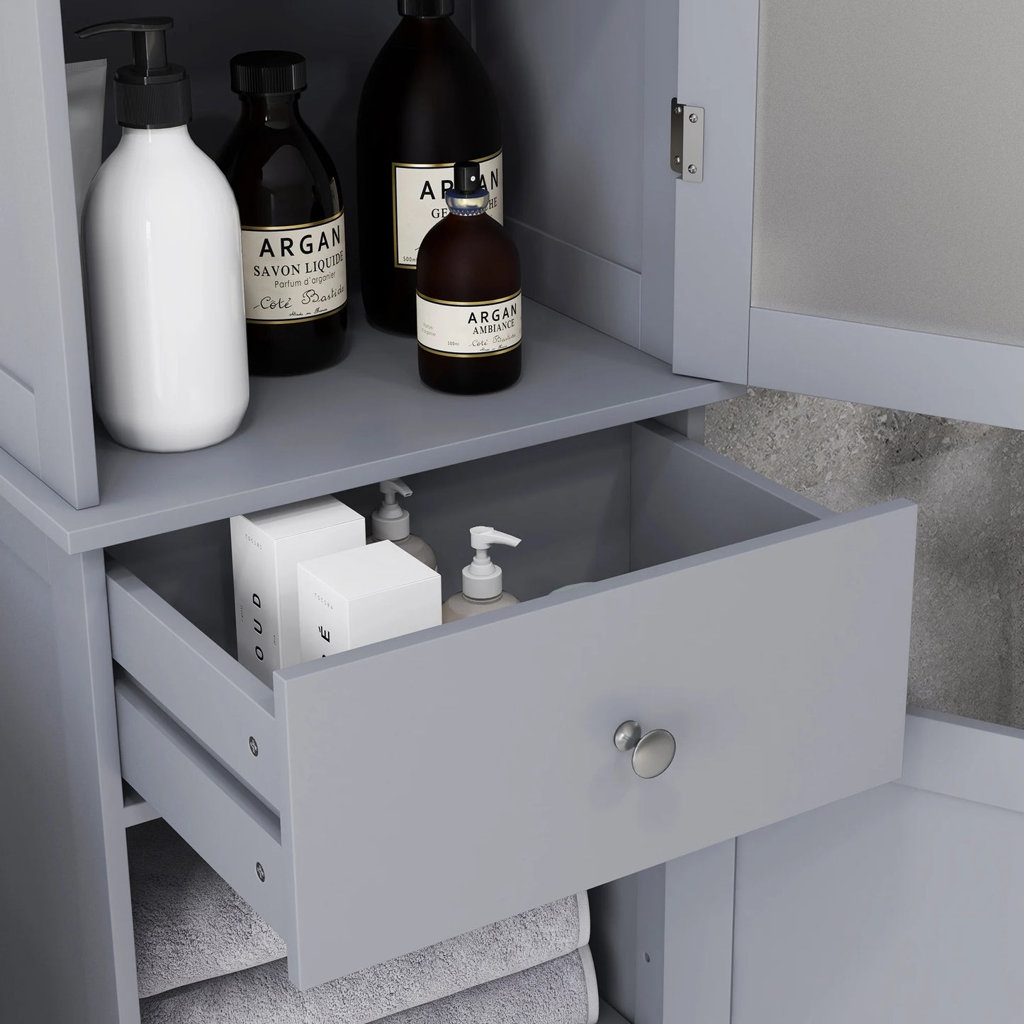 Kleankin Slim Bathroom Storage Cabinet With Acrylic Door