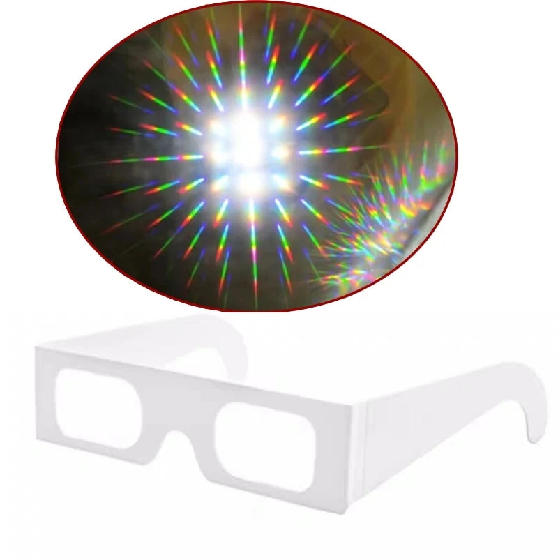 100pcs 3D Diffraction FireworksGlasses, Paper Prism Rave Glasses for Party Festival Concert Halloween Christmas New Year Eve