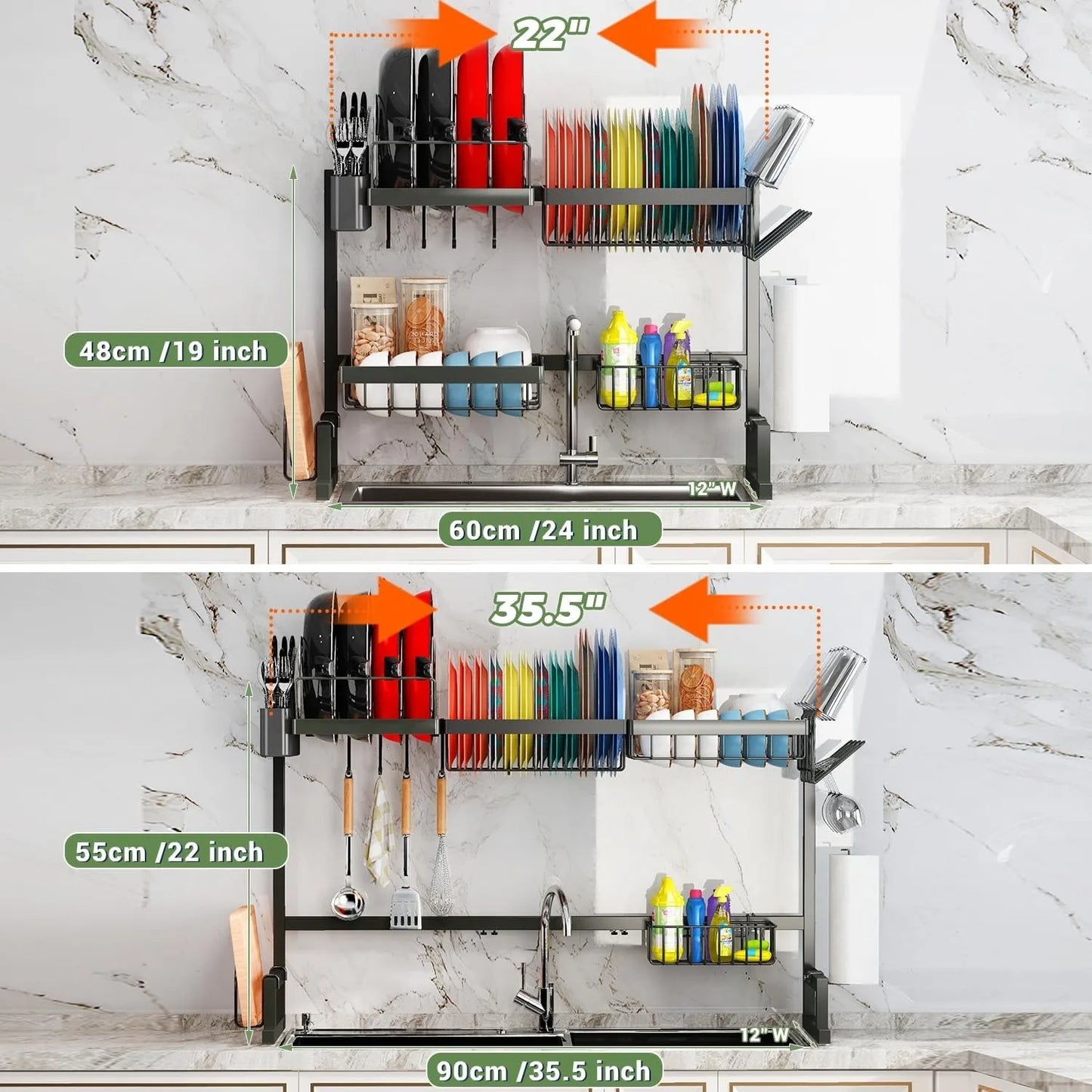 Over The Sink Dish Drying Rack Snap On Two Tier