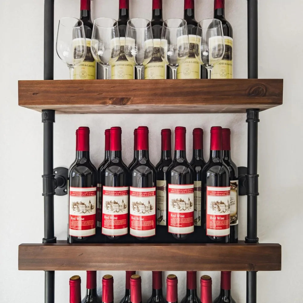 DAFIFY Five Tier Wall Mounted Wine Rack Industrial Pipe Shelf