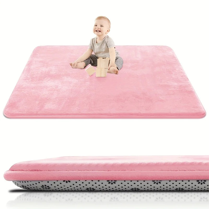 1.3inch Thick Baby Play Mat for Tummy Time Memory Foam Carpet Large Crawling Soft Velvet Non-Slip Nursery Rug for Floor Kids