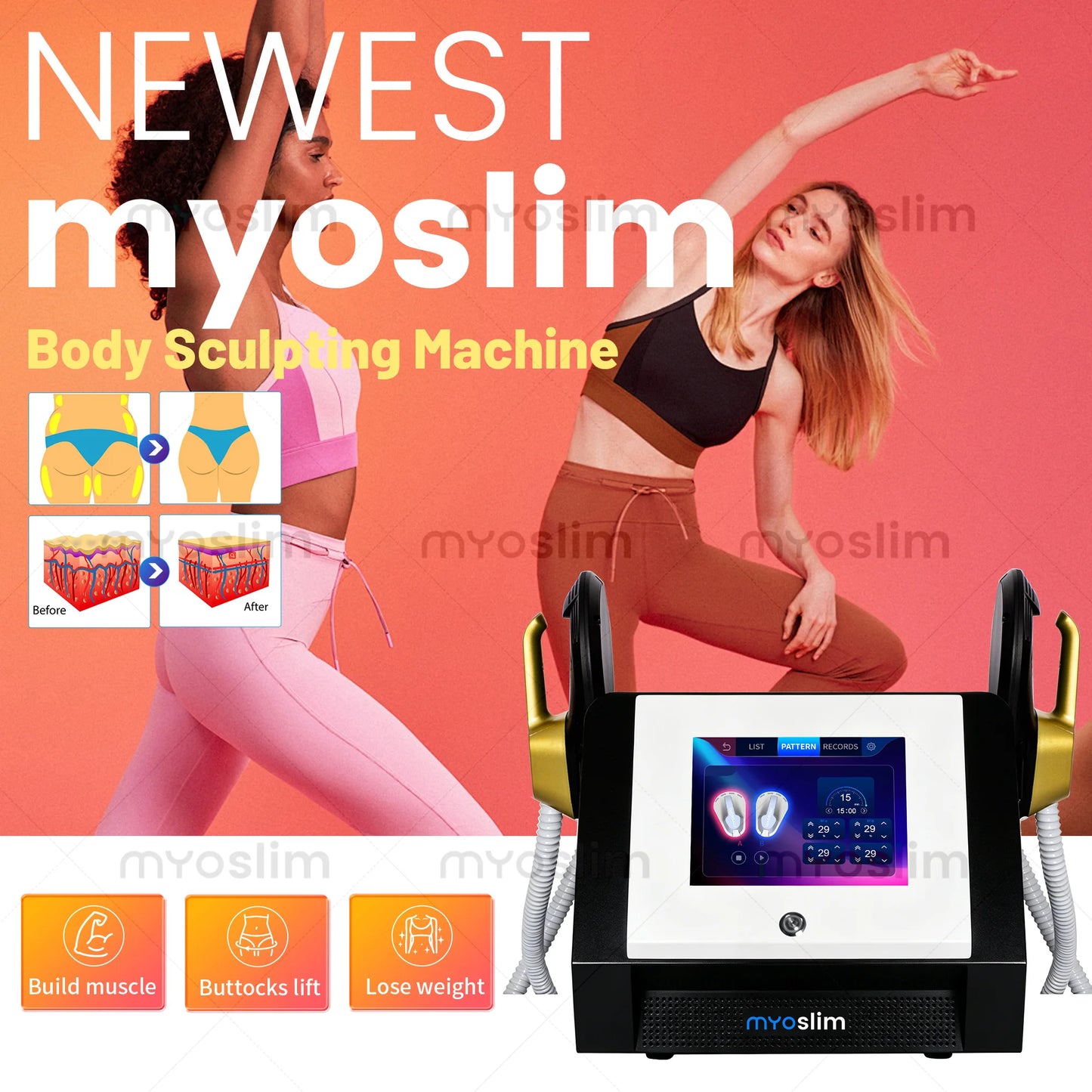 EMS Neo 6500W Portable Electromagnetic Body Slimming Muscle Stimulate Fat Removal Body Slimming Build Muscle EMS Machine 200HZ