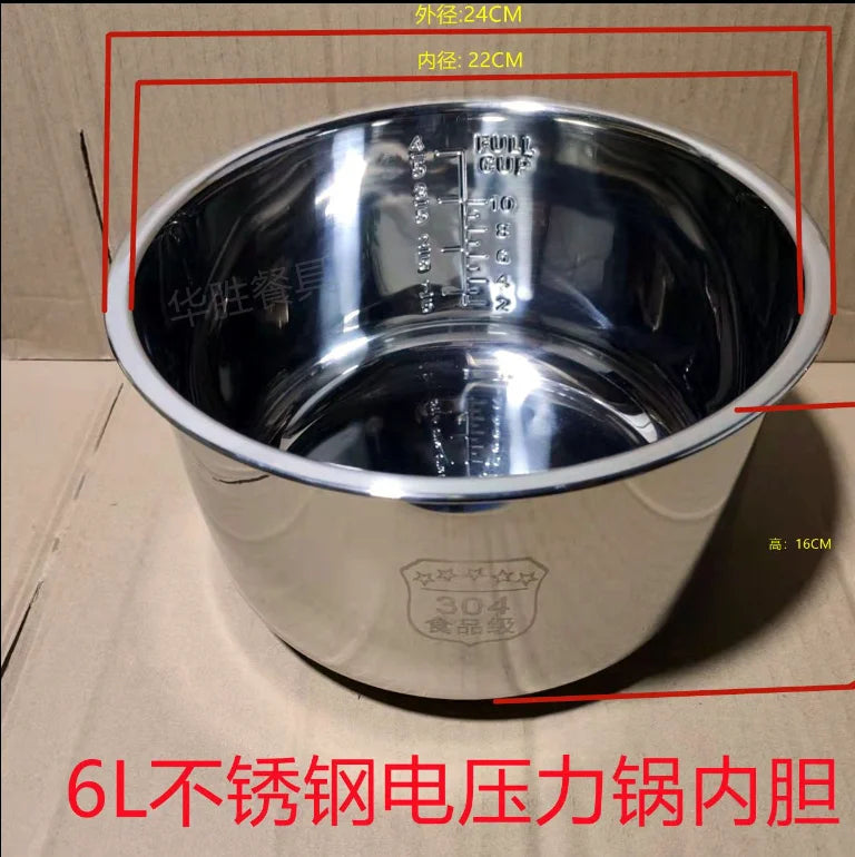 Stainless Steel 304 Nonstick Electric Pressure Cooker Liner For Rice Cooker