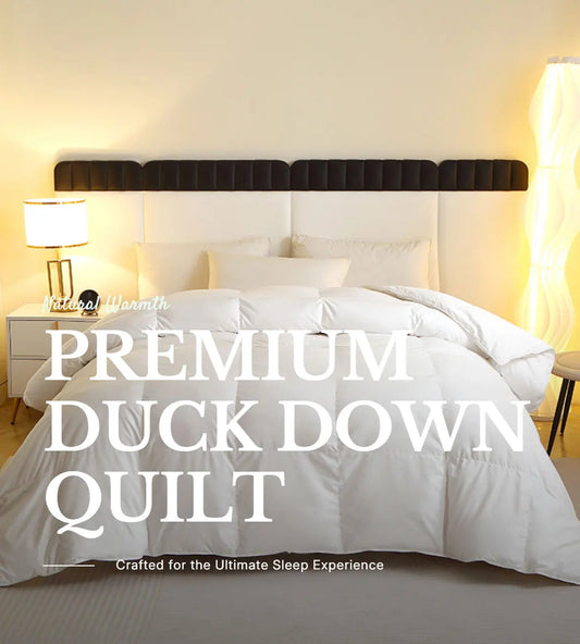 1 Piece Duck Feather Quilted Comforter - 100% Duck Feather Full Queen King Twin Size Bedding for Allergy Sufferers
