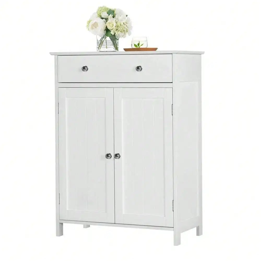 White Bathroom Floor Storage Cabinet With Drawer Kitchen
