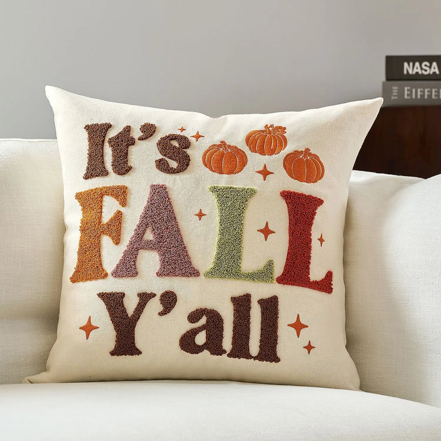 Halloween Tufted Throw Pillow Cover Thanksgiving Maple Pumpkin Square Cushion Cover for Home Living Room Party DIY Fall Decor