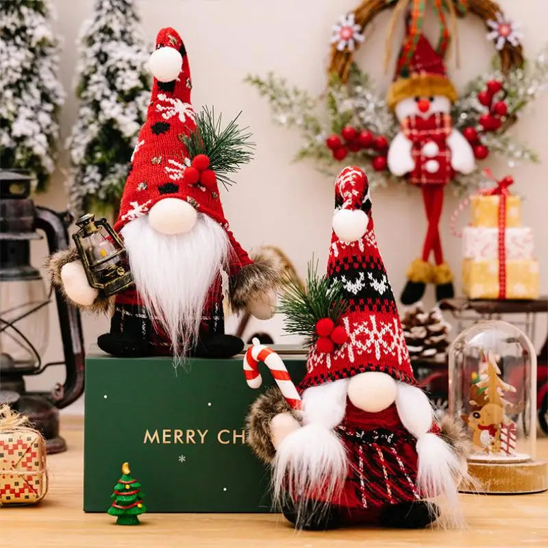 Christmas Plush Gnomes Dolls Red Knitted Suit Faceless Doll Nordic Xmas Elf Doll Ornaments Home Christmas Decorations Party Gift