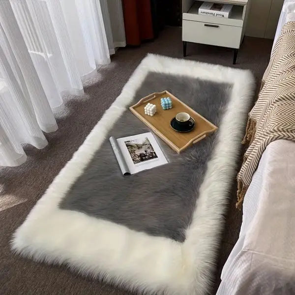 NONECN Soft Fluffy Sheepskin Rug Non Slip Machine Washable