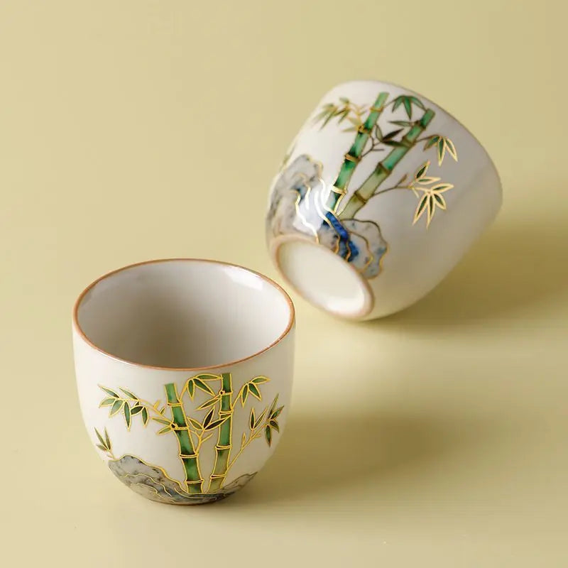 Gaiwan Tea Set 1 Gaiwan, 2 Cups, Hand-painted Ceramic, High-end Kung Fu Tea Set, Ru Kiln Teaware