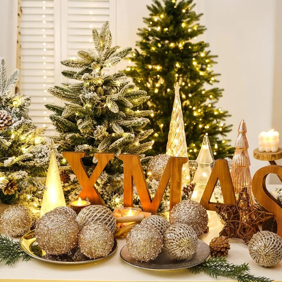 Christmas Ball Ornaments Glitter Shatterproof Hanging Xmas Decorations Wedding
