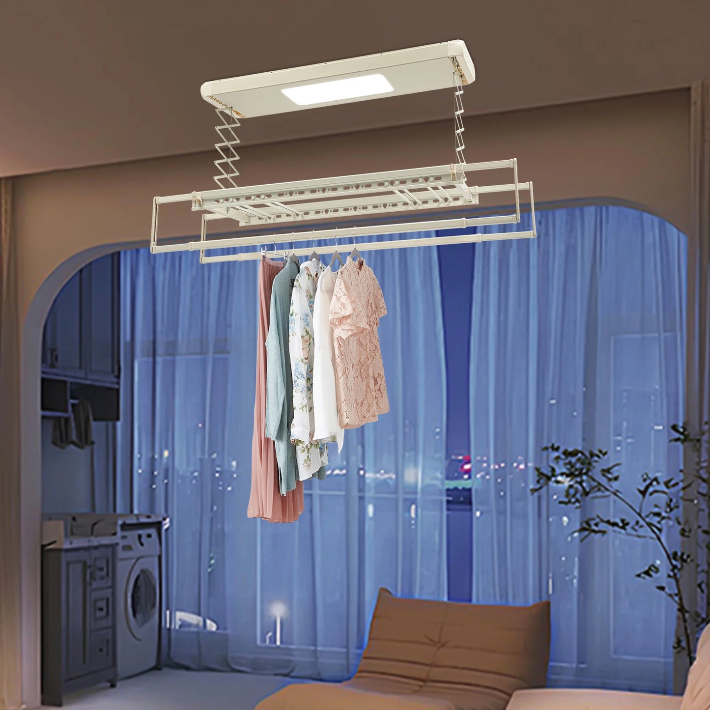 Bymaocar Retractable Electric Clothes Drying Rack With LED Light