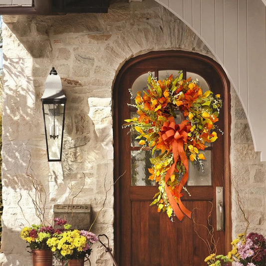 ShunmaiiCN Thanksgiving Farmhouse Autumn Wreath Maple Leaf Decor