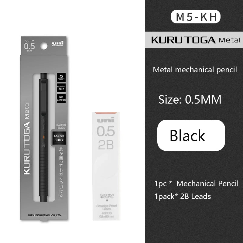 Luxury Japanese Stationery Uni Kuru Toga Mechanical Pencil M5-KW/KH with Wood Grip 0.5MM Automatic Pencil for Back To School
