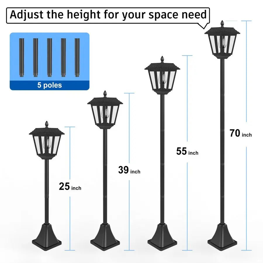 Lamp Post Lights Outdoor Waterproof, 70 Tall Solar Light Poles for Outside, Decorative Floor Lamp Lighting for Garden Patio Yard