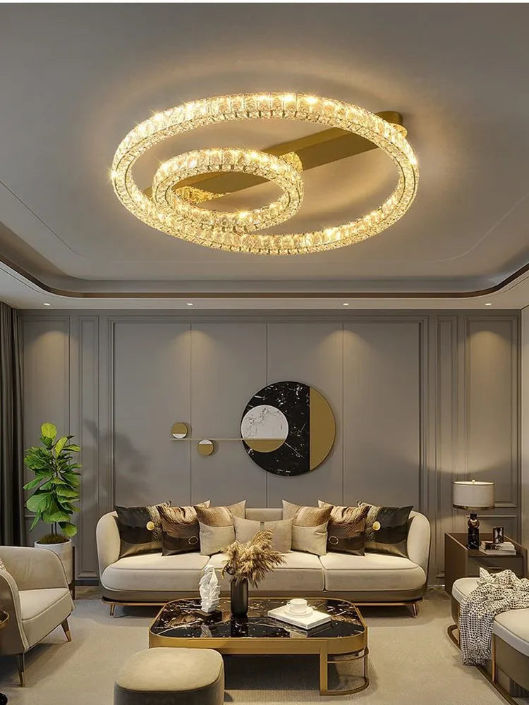 Modern Luxury Crystals Ceiling Lights Living Room Lustre Led Dimmable Chandelier Art Decor Led Ceiling Lamp Luminarias