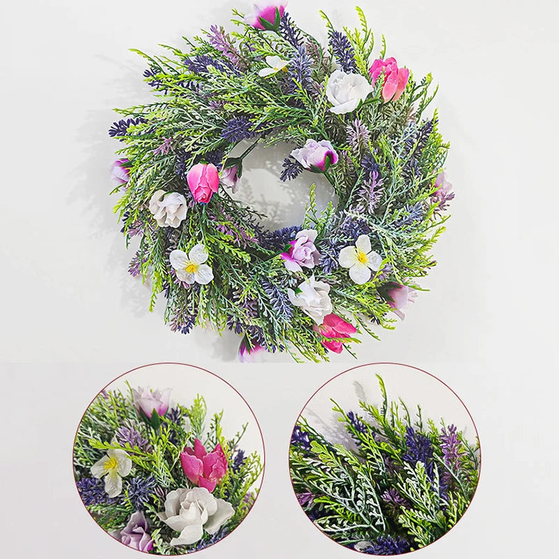 Artificial Flower Garland Eucalyptus Butterfly Wreath Summer Spring Decoration Door Living Room Home Decor Garden Patio Wall