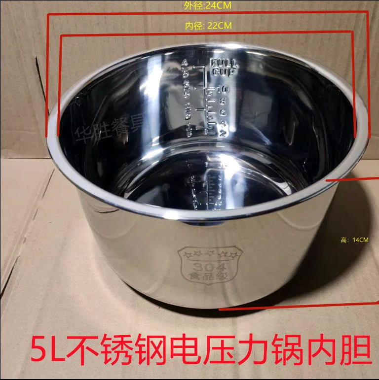 Stainless Steel 304 Nonstick Electric Pressure Cooker Liner For Rice Cooker