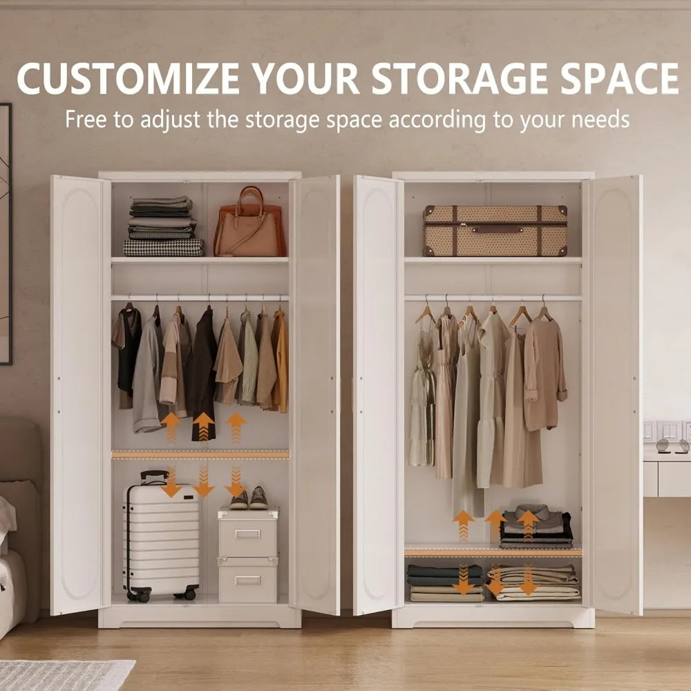 XMSJ Metal Armoire Wardrobe Closet For Hanging Clothes