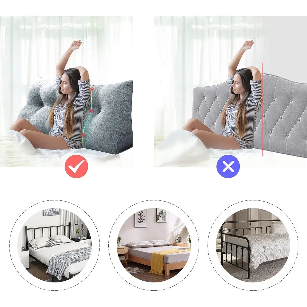 Ergonomics Headboard for California King Size Bed, Button Tufted Padded headboards, Triangular headboard Panels for Wall