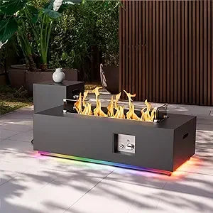 Outdoor Propane Fire Pit Table 50K BTU Rectangular Patio