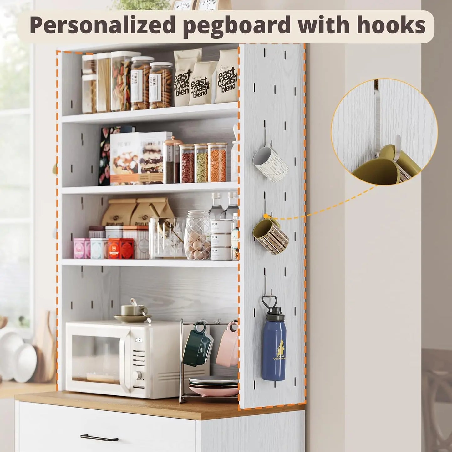 Ironck Bakers Rack With Storage Pegboard 71 Inch Farmhouse