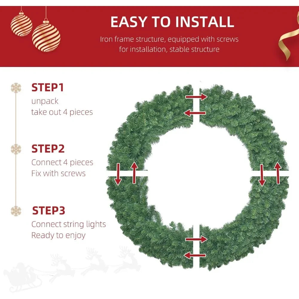 XMSJ Illuminated Christmas Wreath Outdoor With 300 LED Lights