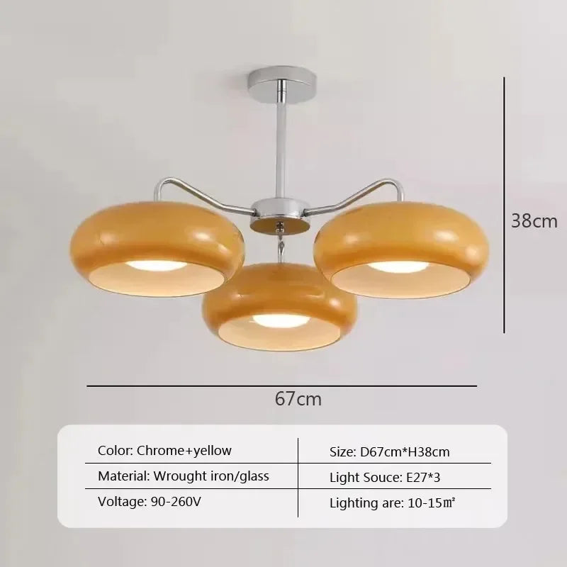 Winfordo French Glass chandelier light fixture mid century Brass hanging lamp for Living room Bedroom Corridor Balcony