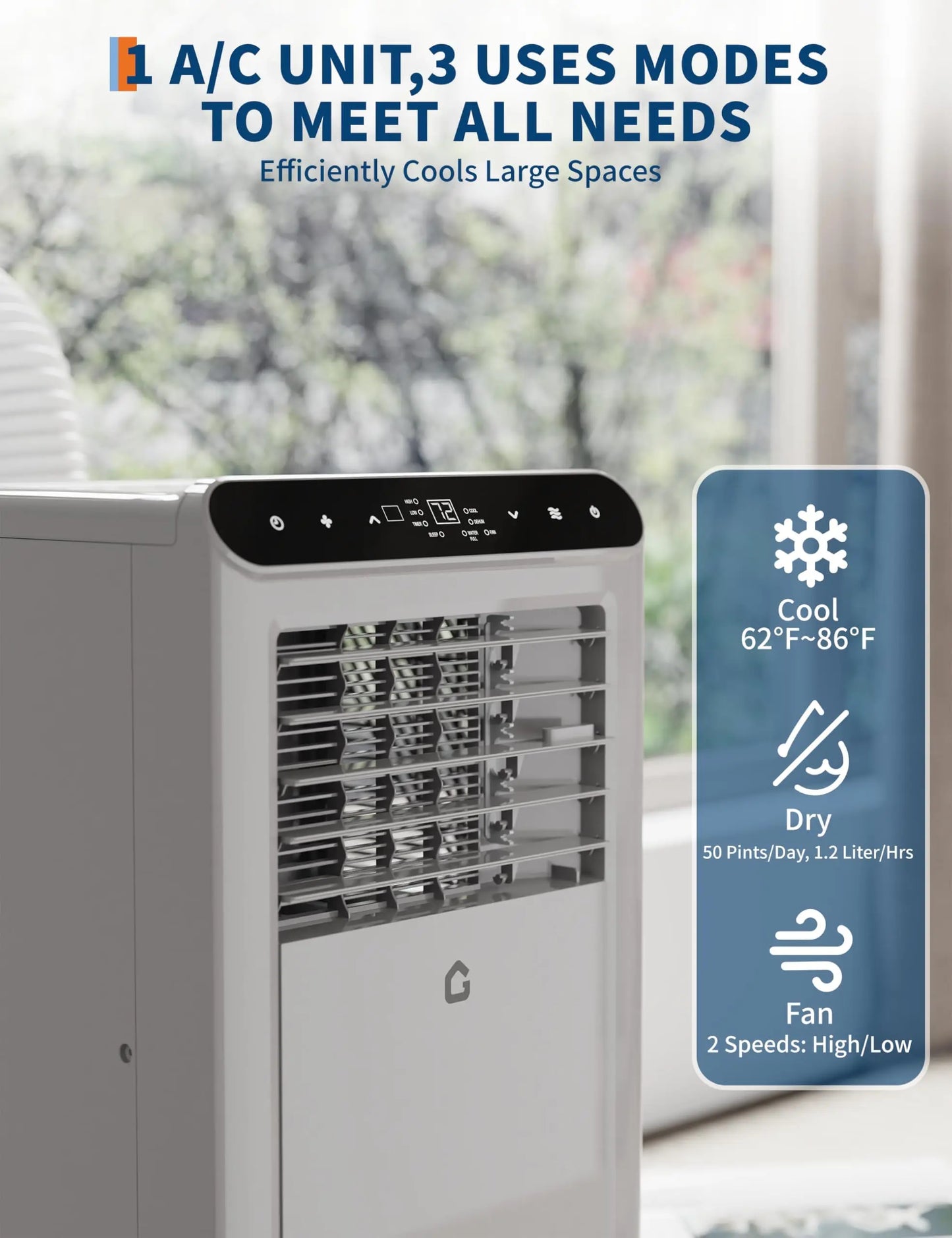 Garvee 10,000 BTU Portable Air Conditioner 3-In-1 Dehumidifier