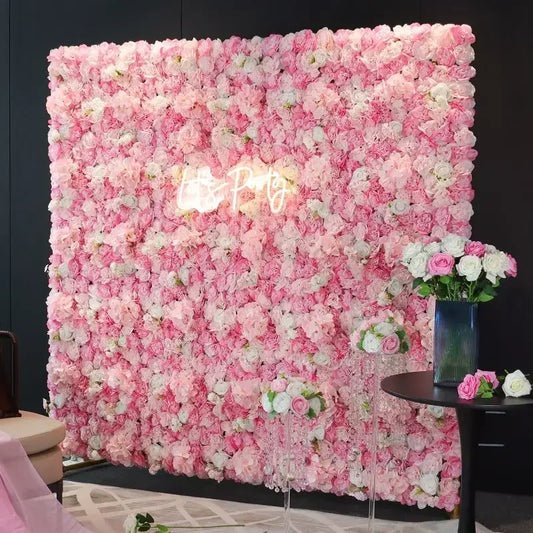 RUEESEECN 12 Pack Faux Roses Wall Panel 3D Backdrop
