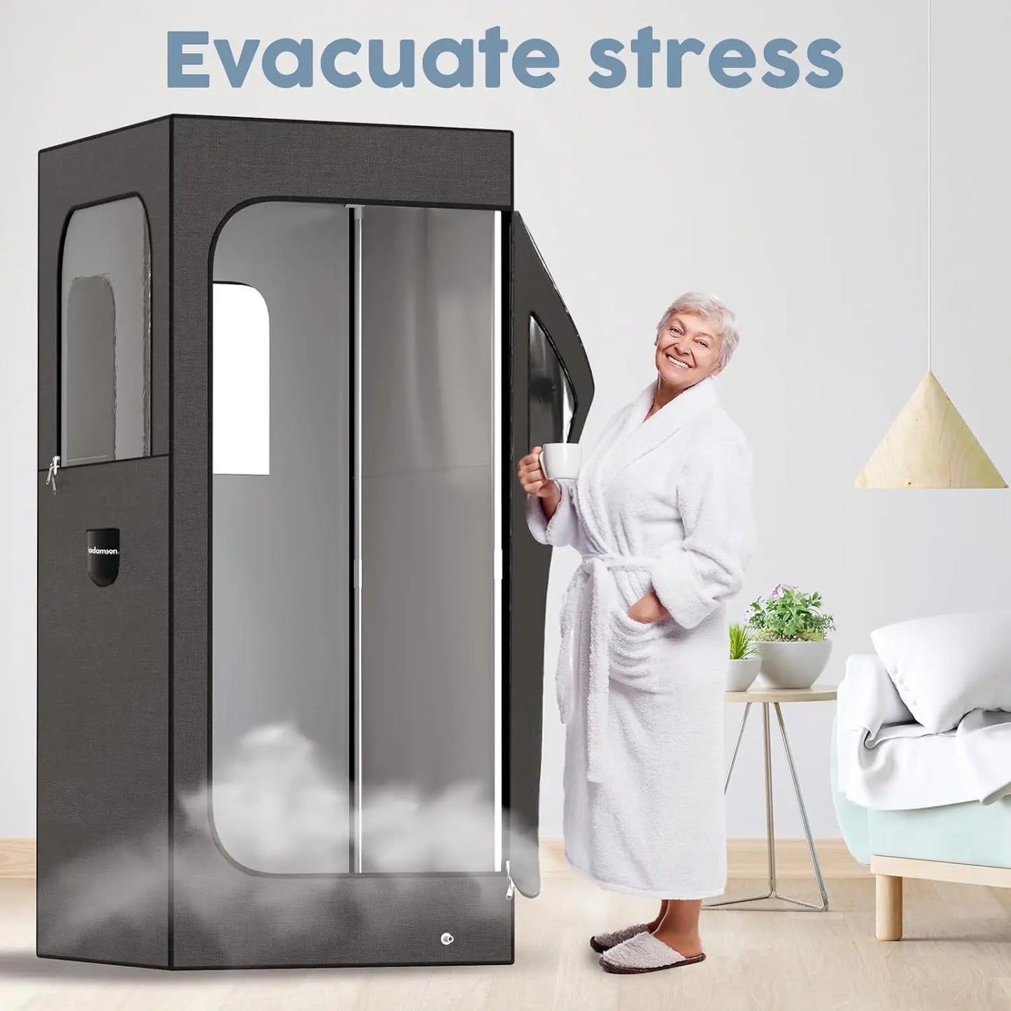 Full Size Portable Steam Sauna Tent for Home Spa Relaxation with Chair, Remote & Foot Massager - 2.6L 1000W