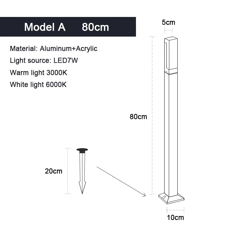 Waterproof IP65 LED Lawn Light 110V 220V Aluminum Acrylic Street light 30 40 60 80 100CM For Garden Courtyard Villa Lighting