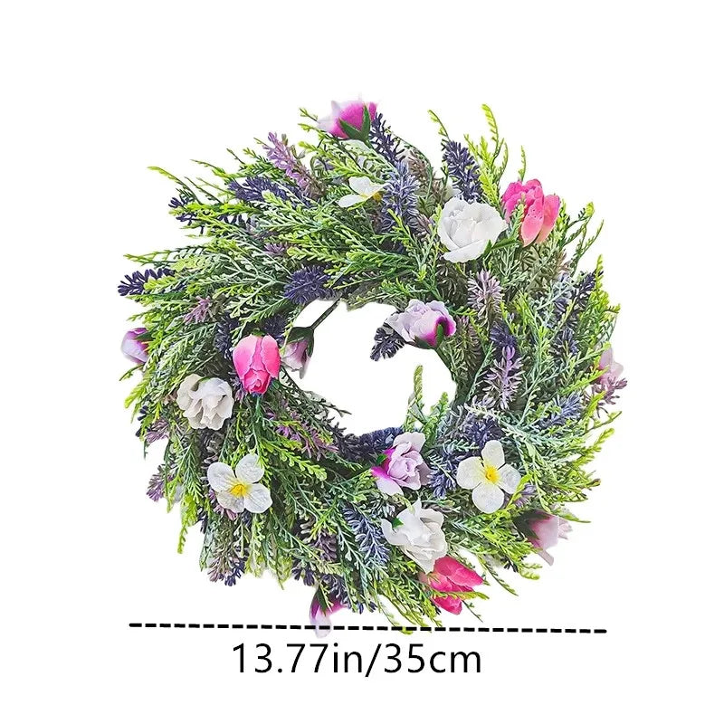 Artificial Flower Garland Eucalyptus Butterfly Wreath Summer Spring Decoration Door Living Room Home Decor Garden Patio Wall