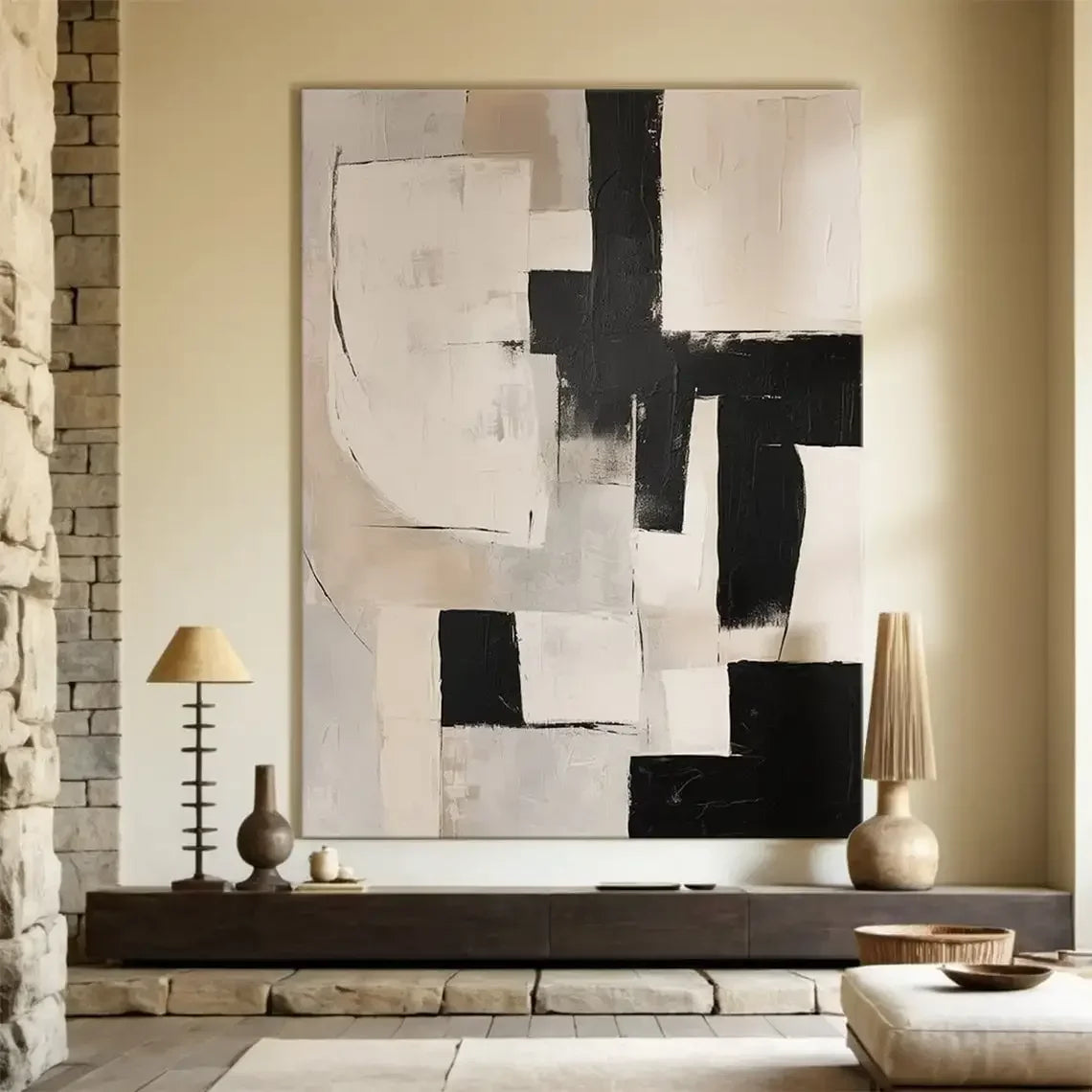 Large Beige Texture Abstract Handmade Painting Wall Art Abstract Minimalist Painting on Canvas Beige Neutral Living Room Deco