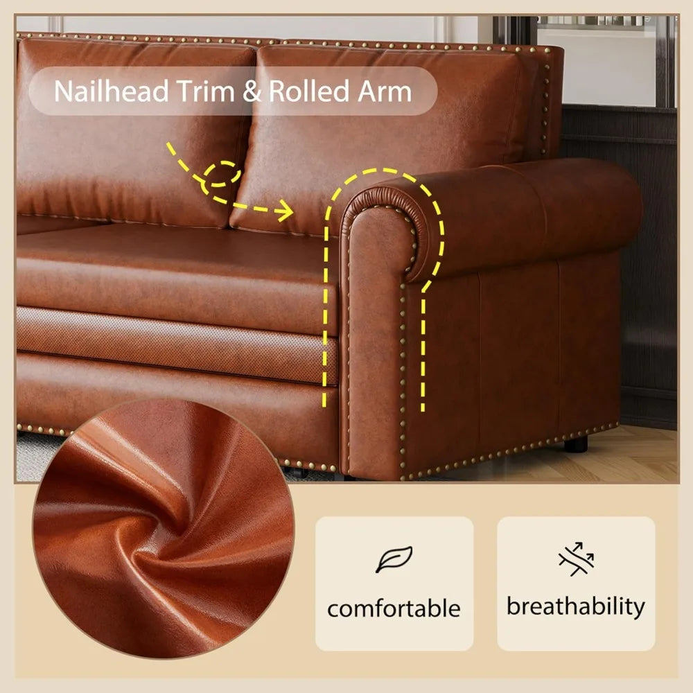Sofa Bed Three In One Convertible Faux Leather Sleeper